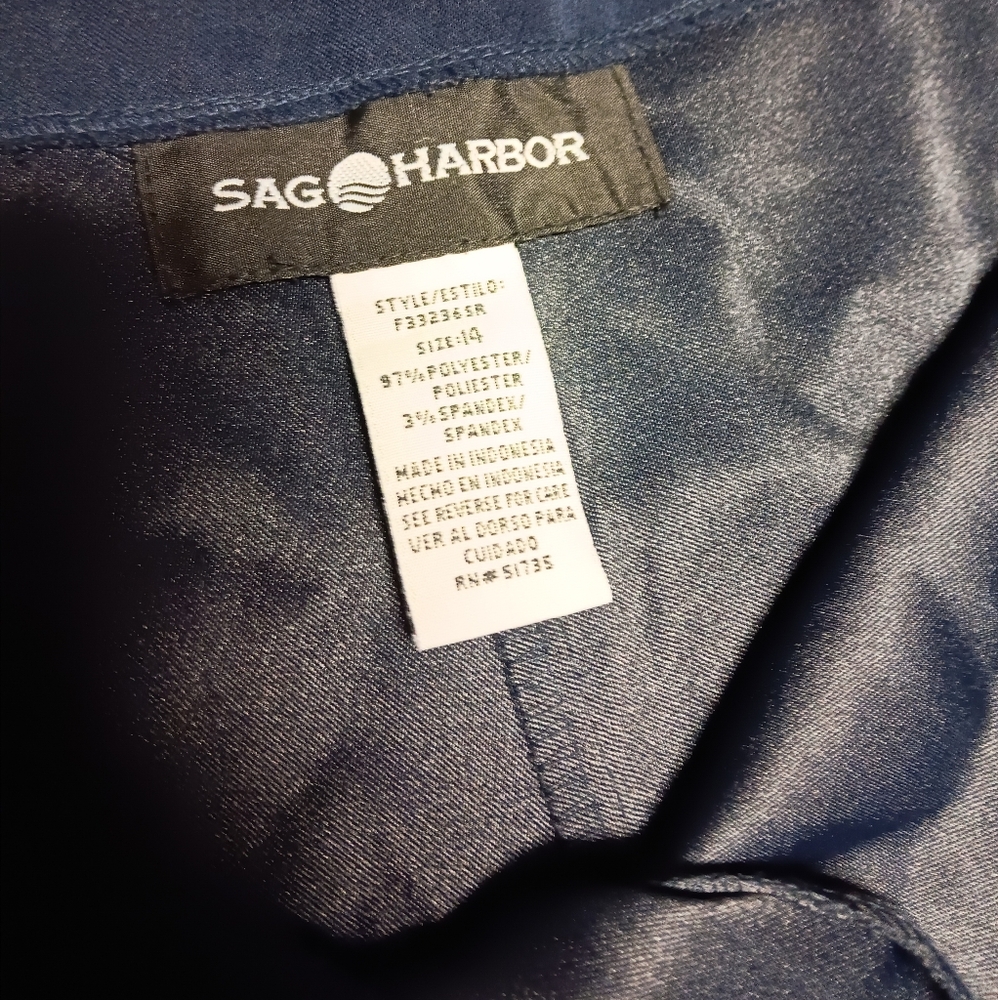SAG HARBOR WOMEN'S SIZE 14 DARK BLUE COMFORT STRETCH DRESS PANTS. - Picture 2 of 7